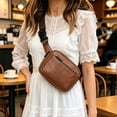 thumbnail image 4 of Bolso bandolera de cuero con correa ajustable, múltiples bolsillos, mochila compacta cruzada de pecho y hombro para hombres y mujeres, viajes al aire libre, 4 of 6