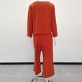 thumbnail image 4 of Pantalones Top básico de lino, pantalón recortado, cintura elástica, traje de color sólido para mujer (naranja L) Kuymtek Naranja T L para Mujer, 4 of 8