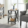 Industrial End Tables 3Tier Side Tables with Storage Shelves for