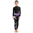 thumbnail image 3 of TiaoBug Girls Ballet Long Sleeve Unitards with Leggings Outfit for Dance Gymnastics Skating Leotard Lavender 5-6, 3 of 6