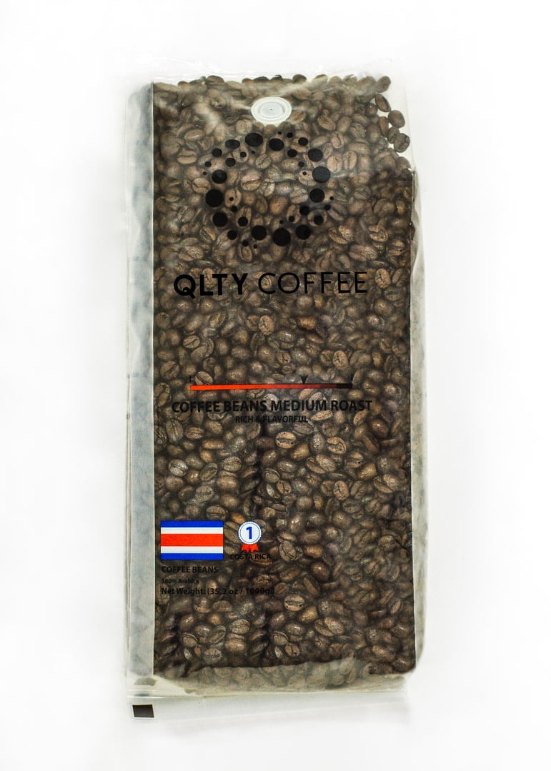 QLTY Coffee Beans Big Bag Medium to Dark Roast Costa Rica Premium (1.9 pounds)