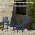 thumbnail image 4 of Bezseller 3 Piece Patio Bistro Set, Outdoor Steel Furniture Set, Stackable Modern Conversation Sets for Balcony Garden Deck Patio w/2 Chairs 1 Table, Peacock Blue, 4 of 6
