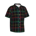 thumbnail image 2 of Bixox Men's Hawaiian Shirts Men's Buffalo Plaid Dark Green Print Short-Sleeve Shirt-Medium, 2 of 8