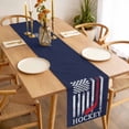 thumbnail image 3 of Navy Blue American Flag Table Runner - 48 Inch Long, Kitchen Dining Table Runner Dresser Scarves, Abstract Red Hockey Stripes Us Flag Farmhouse Decor for Coffee Tables Wedding Party Banquet, 3 of 8