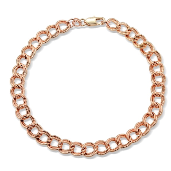 Rose Gold Tone Chain Link Charm Bracelet, 7.5 inches