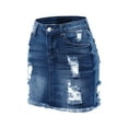 thumbnail image 3 of FashionMille Women Stretchy Slim Fit Distressed Short Denim Jean Mini Skirt, 3 of 4