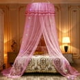 thumbnail image 7 of Luxurious Princess Garden Lace Bed Crown Net Bed, Round Hoop Princess Girl Garden Lace Bed Crown Mosquito Net, Suitable For Queen Shuangquan King Size Bed,27.5 "x 102", 7 of 7