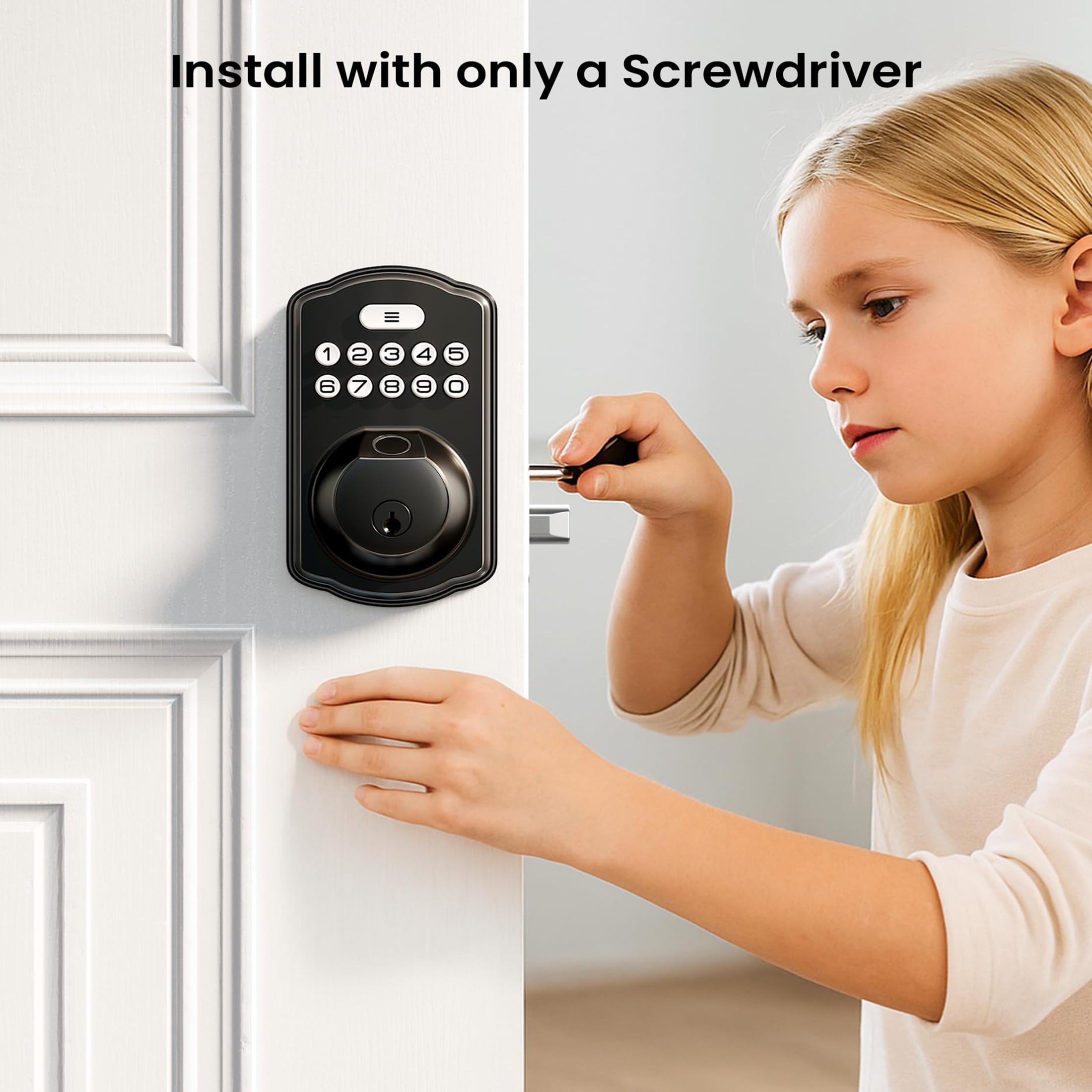 VEISE Fingerprint Keyless Entry Smart Lock Matte Black photo 2