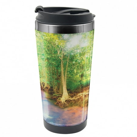 

Rainforest Travel Mug Roots of Mangrove Trees Steel Thermal Cup 16 oz by Ambesonne