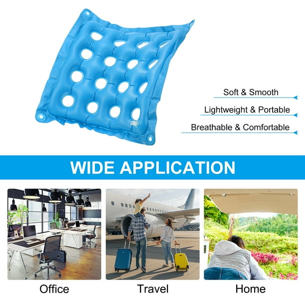 Unique Bargains Inflatable Seat Cushion Portable Air Chair Cushions PVC Square Seat Pads Blue 2 Pack
