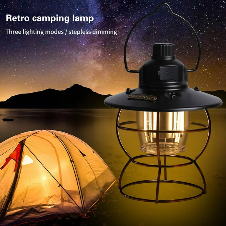 Retro LED Camping Lamps, Portable Vintage Metal Hanging Decorative