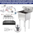 thumbnail image 3 of Stainless Steel One Compartment Laundry Utility Room Mop Sink with Faucet - NSF, 3 of 3