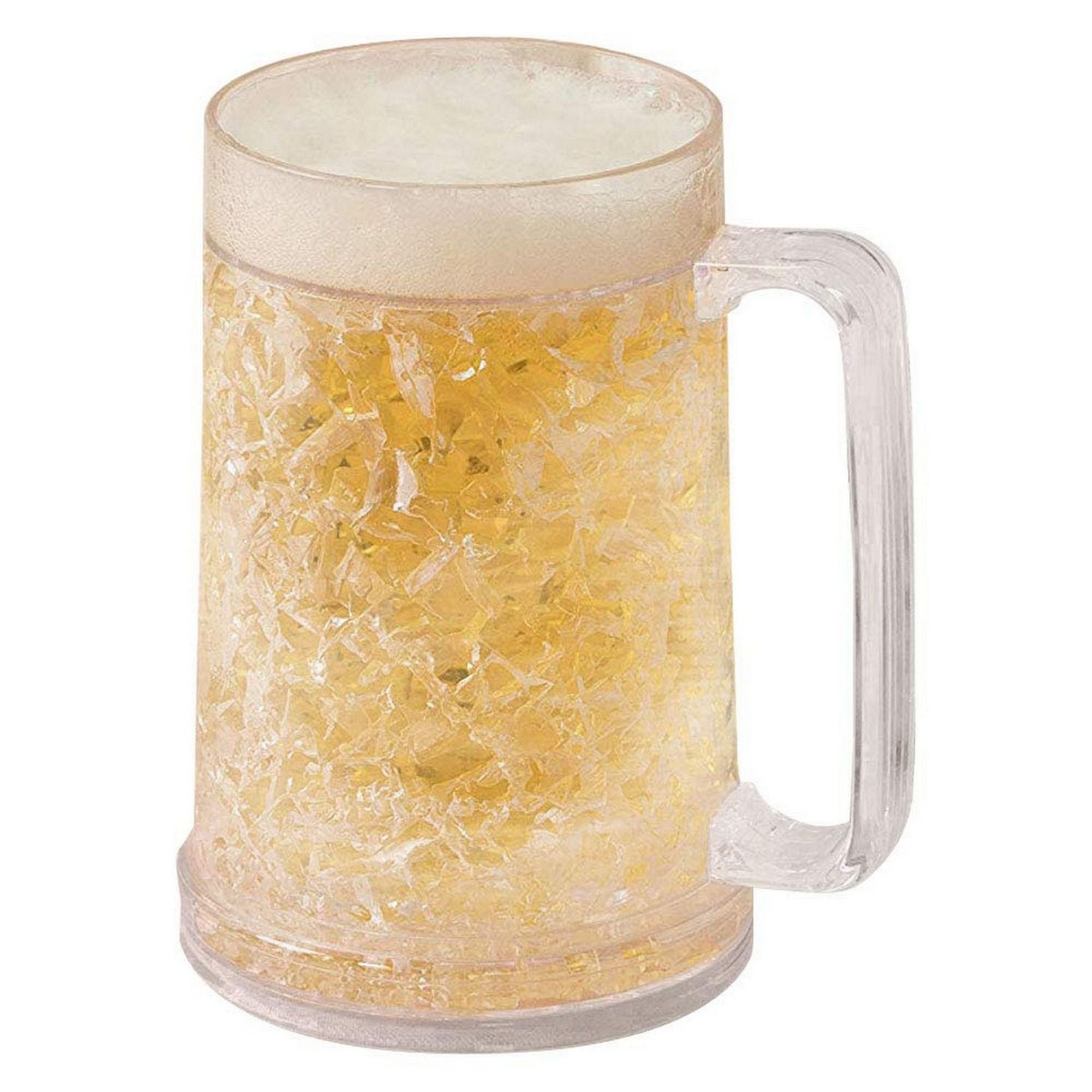 Download Double Wall Gel Freezer Mug - 4-Pack 16oz Frosty Beer Mugs with Handle, Shatterproof Drinking ...