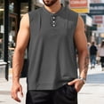 thumbnail image 2 of Sentmoon Compression Tank Top Men and V Neck Summer Sleeveless Shirts for Men Solid Color with Pockets Muscle Loose Button Up Plus Size Mens Clothing Vacation for Summer Beach Days Gray M, 2 of 6