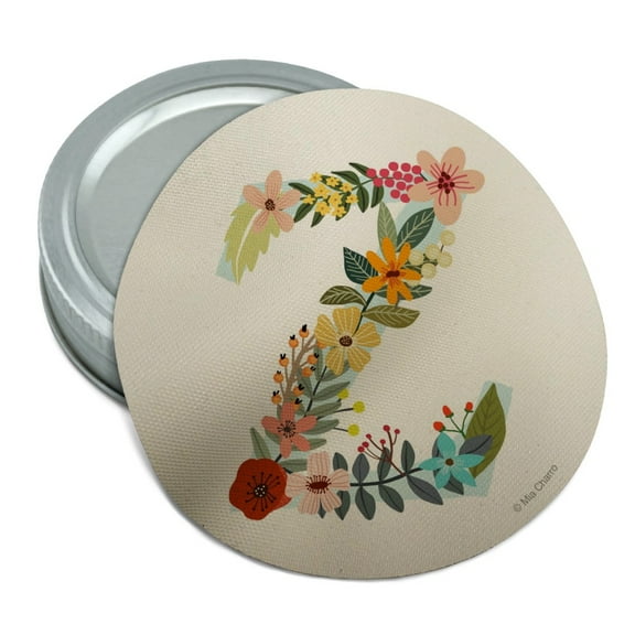 Letter Z Floral Monogram Initial Round Rubber Non-Slip Jar Gripper Lid Opener