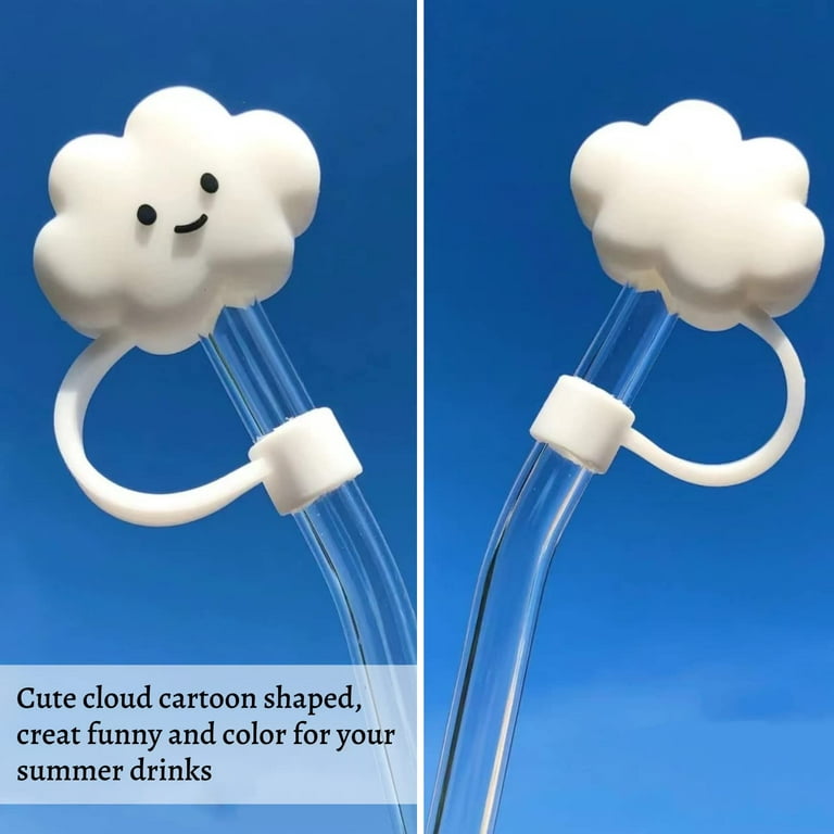 4Pcs Silicone Straw Tip Covers, Straw Covers Cap, Reusable Drinking Straw  Toppers, Silicone Straw Plugs, Cute Cloud Shape Straw Covers for 8mm Straws  