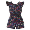 thumbnail image 2 of WIBACKER Summer Girls' Jumpsuit Kids Butterfly Print Crew Neck Romper Backless Sleeveless Stretchy Short, 2 of 12