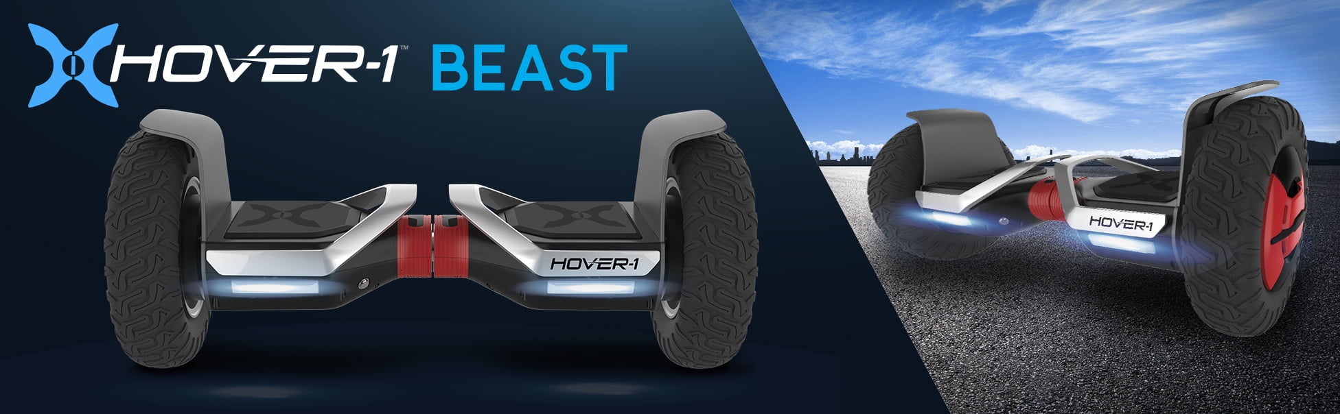 Hover 1 Beast UL Certified Electric Hoverboard w 10 in Off Road Wheels LED Lights Bluetooth Speaker and App Enabled