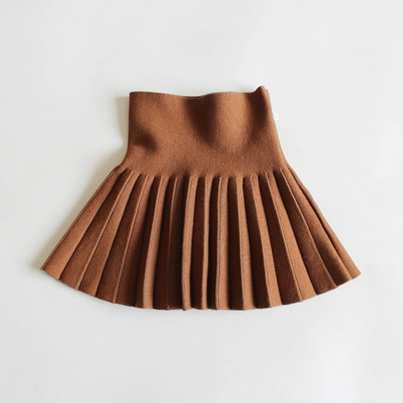 HOMADLES Girls School Skirt Elastic Waist A Line Pleated Skirt Princess Party Skirt for Girls Solid Lightweight Brown 3-4T