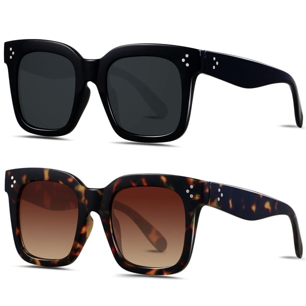 Lentes de Sol ANDWOOD Mujer con Montura Cuadrada Sobredimensionada 2 Paquetes