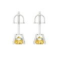 thumbnail image 3 of 1 ct Screw-Back Stud Earrings for Women | 5.0mm Round Cut Natural Citrine | 18K White Gold, 3 of 4
