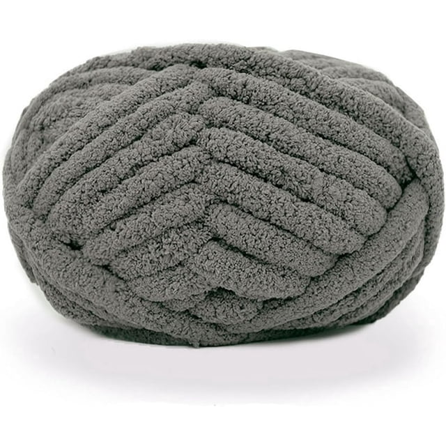 Nvzi 1 ovillo de hilo de chenilla grueso para tejer, ideal para mantas tejidas a mano, hilo extrasuave para mantas grandes, color gris oscuro.