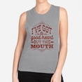 thumbnail image 2 of I've Got a Good Heart but This Mouth Women's Muscle Tank X-Small Heather Grey, 2 of 5