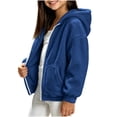 thumbnail image 7 of Lutiedan Zip up Sherpa Jacket for Girls Fuzzy Fleece Hooded Warm Outerwear Lightweight Casual Winter Coat with Pockets Size 5-15,Blue, 7 of 7
