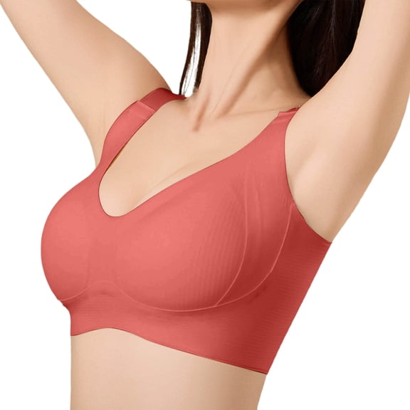 Vrotazzy Seamless Comfort Bra for Women Full Coverage Wireless Bralette Underwire Plus Size Adjustable Straps Side Smoothing