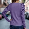 thumbnail image 7 of Lenpel Women's T Shirts Pleated Long Sleeve Crew Neck Solid Color Fleece Warm Dressy Casual Tunic Tops Loose Tee Blouses(Purple,XX-Large), 7 of 7