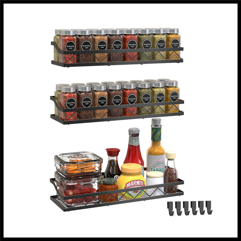 Auledio 3 Pack Metal Spice Rack Organizer Wall Mount Spice Organizer ...