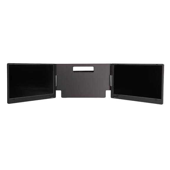 Monitor portátil triple de 14 pulgadas FHD 1080P IPS tipo C, pantalla portátil giratoria de 360 grados para computadora portátil de hasta 15,6 pulgadas, enchufe estadounidense de 100 a 240 V