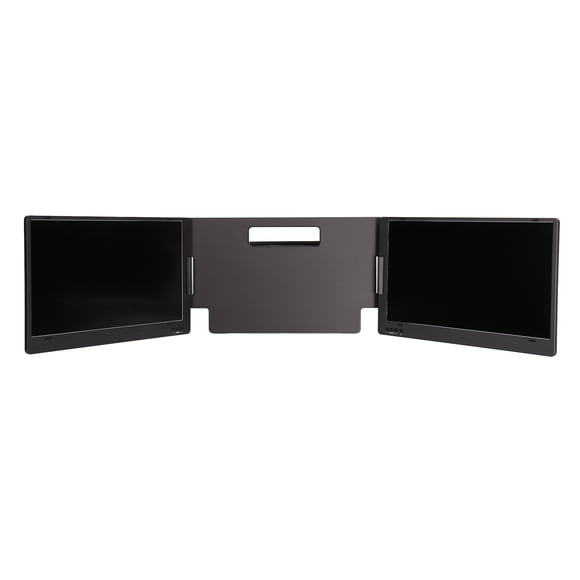 Monitor portátil triple de 14 pulgadas FHD 1080P IPS tipo C, pantalla portátil giratoria de 360 grados para computadora portátil de hasta 15,6 pulgadas, enchufe estadounidense de 100 a 240 V