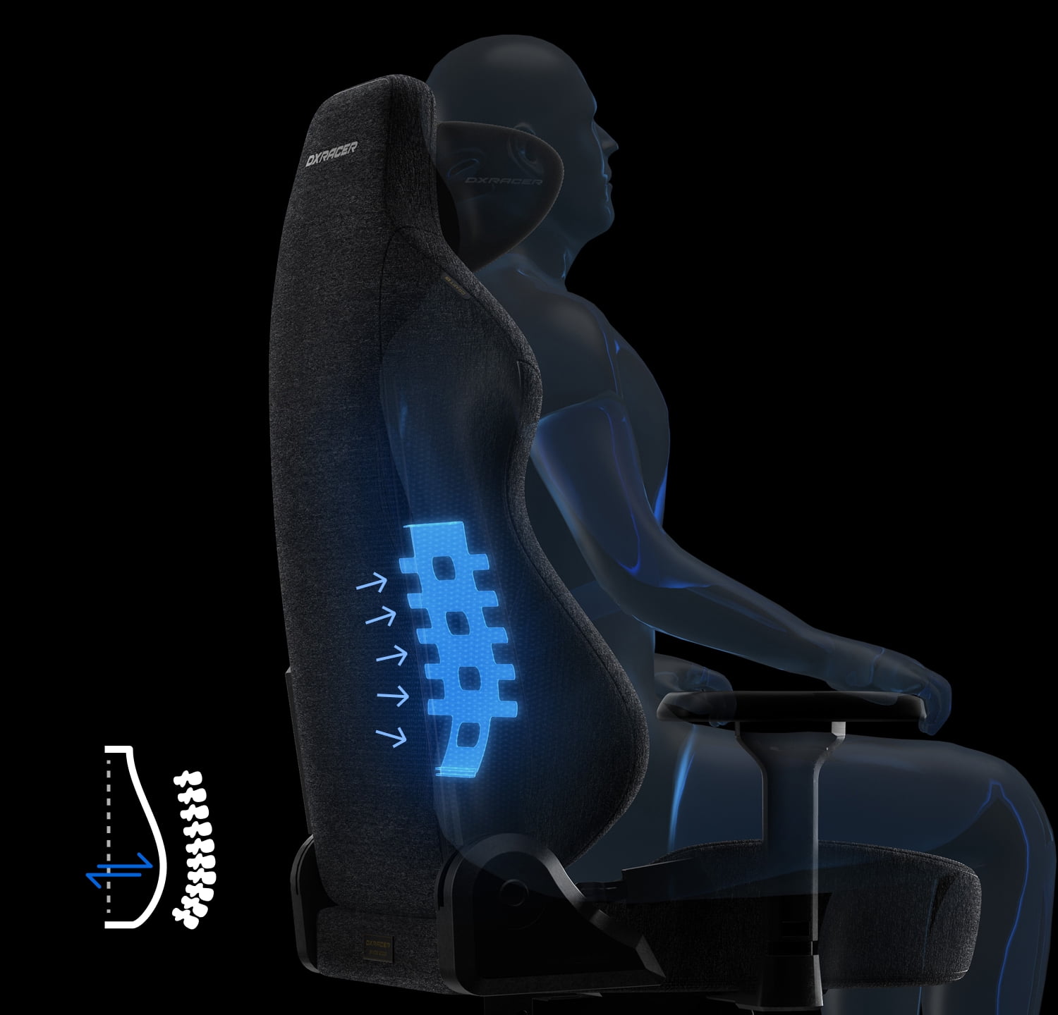 DXRACER Craft Series Gaming Chair -  Fabric Reclining Ergonomic Office Chair with Integrated Lumbar Support & Adjustable Headrest - Comfortable PC Computer Gamer Gaming Chair Recliner, Extra Large