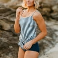 thumbnail image 1 of Trajes de Baño Mujer Conjunto de Bikini Sexy de Rayas Anudadas Para Mujer, Tankinis Divididos Con Tirantes y Estampado de Moda, 1 of 5