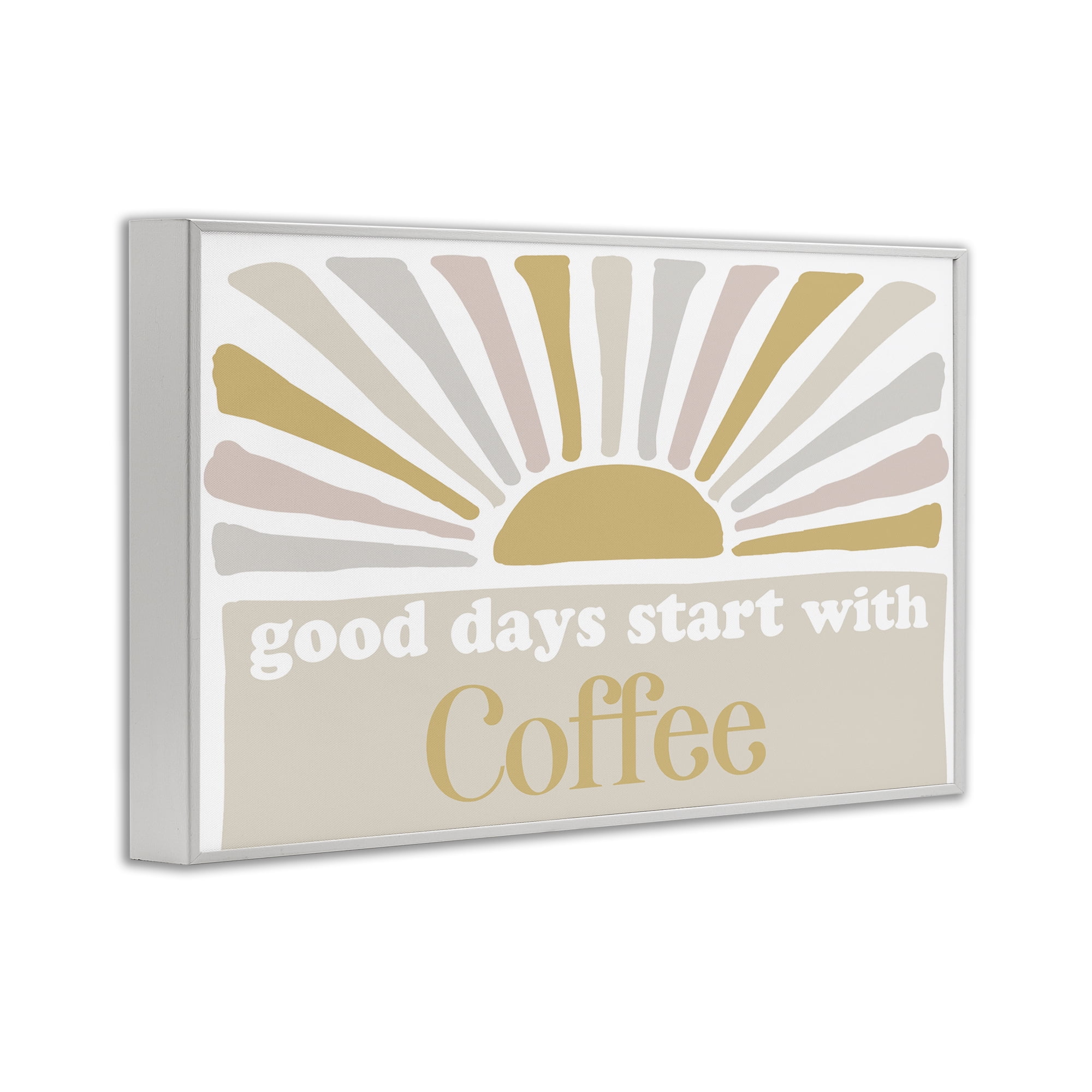 Stupell Industries Good Days Coffee Landscape Painting White Framed Art Print Wall Art, 30 x 20