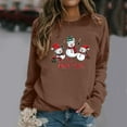 thumbnail image 2 of Fiaer Snowman Womens Sweatshirts Christmas Crew Neck Long Sleeve Pullover Plus Size Baggy Fashion Cozy Holiday Tops Brown L, 2 of 4