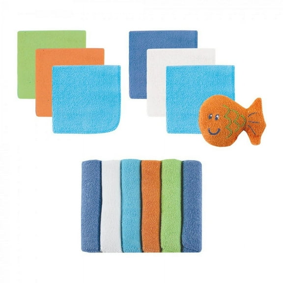 Luvable Friends Baby Boy Cotton Rich Washcloths, Blue Solid, One Size