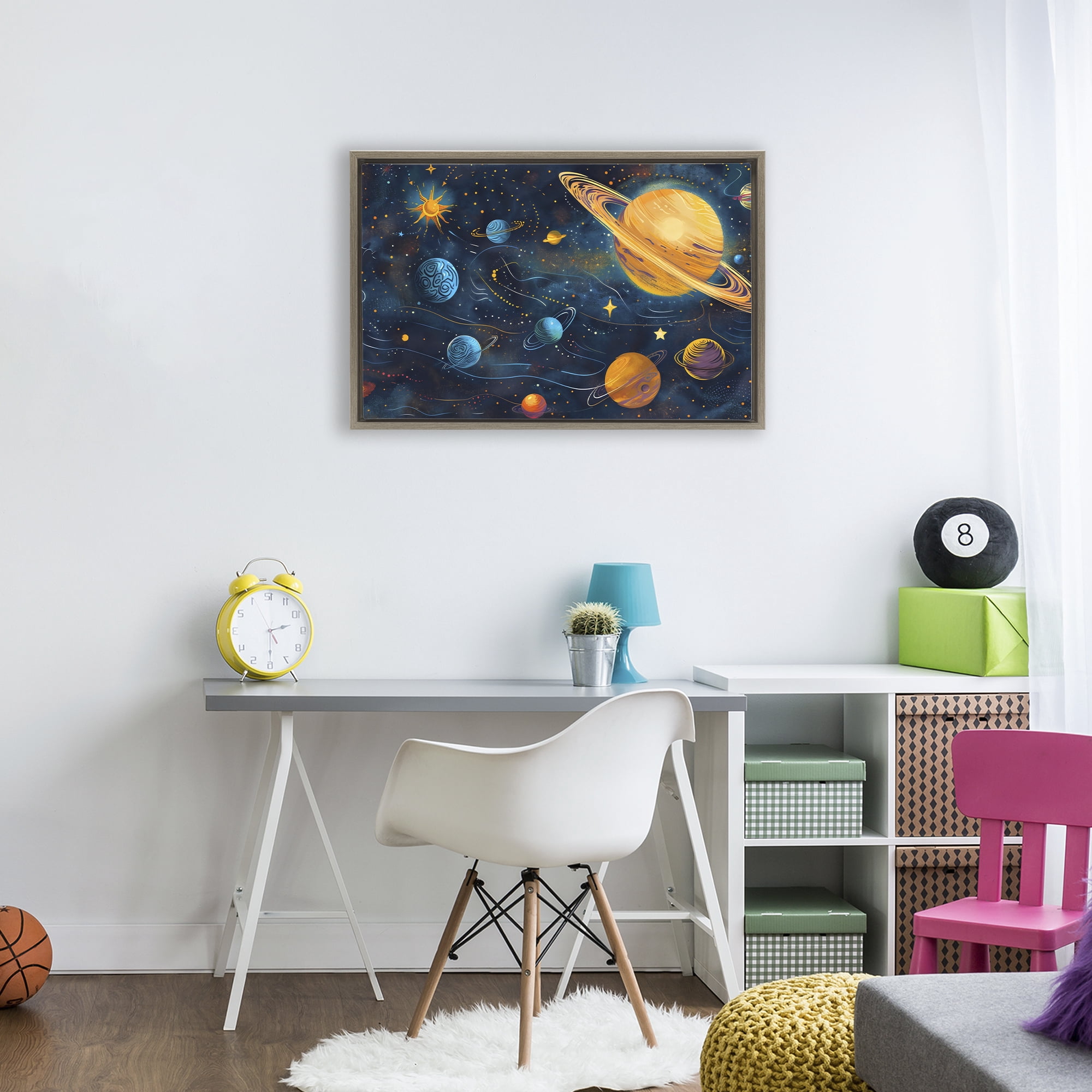 Stupell Industries Two Suns Galaxy Scene Brown Framed Floater Canvas Wall Art, design by Creative Studio