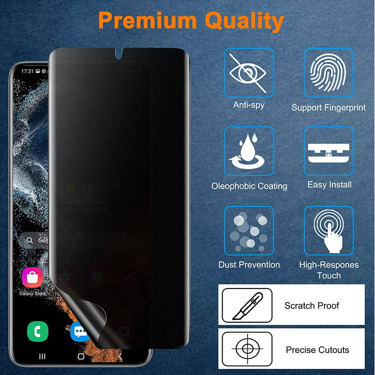 [2+2 Pack] for Samsung Galaxy S22 Ultra Privacy Screen Protector [Support Fingerprint ] Anti-Spy Full
