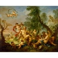 thumbnail image 2 of Charles-Joseph Natoire 18x15 Gold Ornate Wood Frame and Double Matted Museum Art Print Titled - Bacchanal, 2 of 4