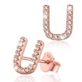 thumbnail image 1 of Silvora Shiny Letter Initial Stud Pendientes para mujer Pendientes de plata esterlina con Circonita cúbica Cumpleaños Navidad Joyería Regalos, U, 1 of 8