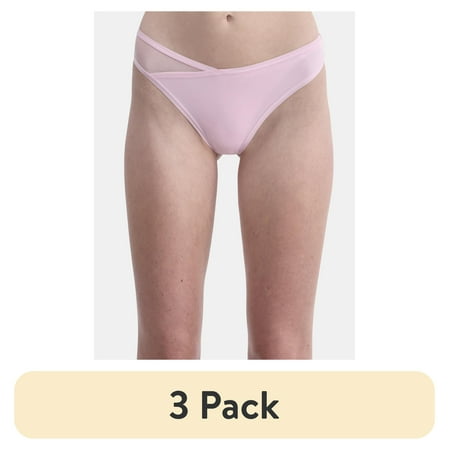 (3 pack) No Boundaries Micro Thong Panty with Mesh  Womens and Womens Plus