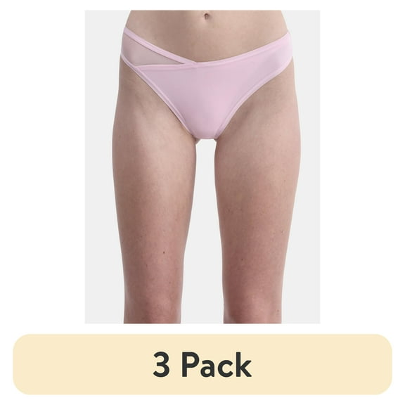 (3 pack) No Boundaries Micro Thong Panty with Mesh, Women’s and Women’s Plus, Sizes XS-XXXL