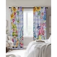 thumbnail image 4 of Easter Blackout Curtains for Bedroom Living Room Darkening Curtains 63 Inches Long Watercolor Gnomes Eggs Flowers Butterflies Purple Plaid Window Curtain 2 Panels Set Window Treatment Drapes 52"x63", 4 of 9