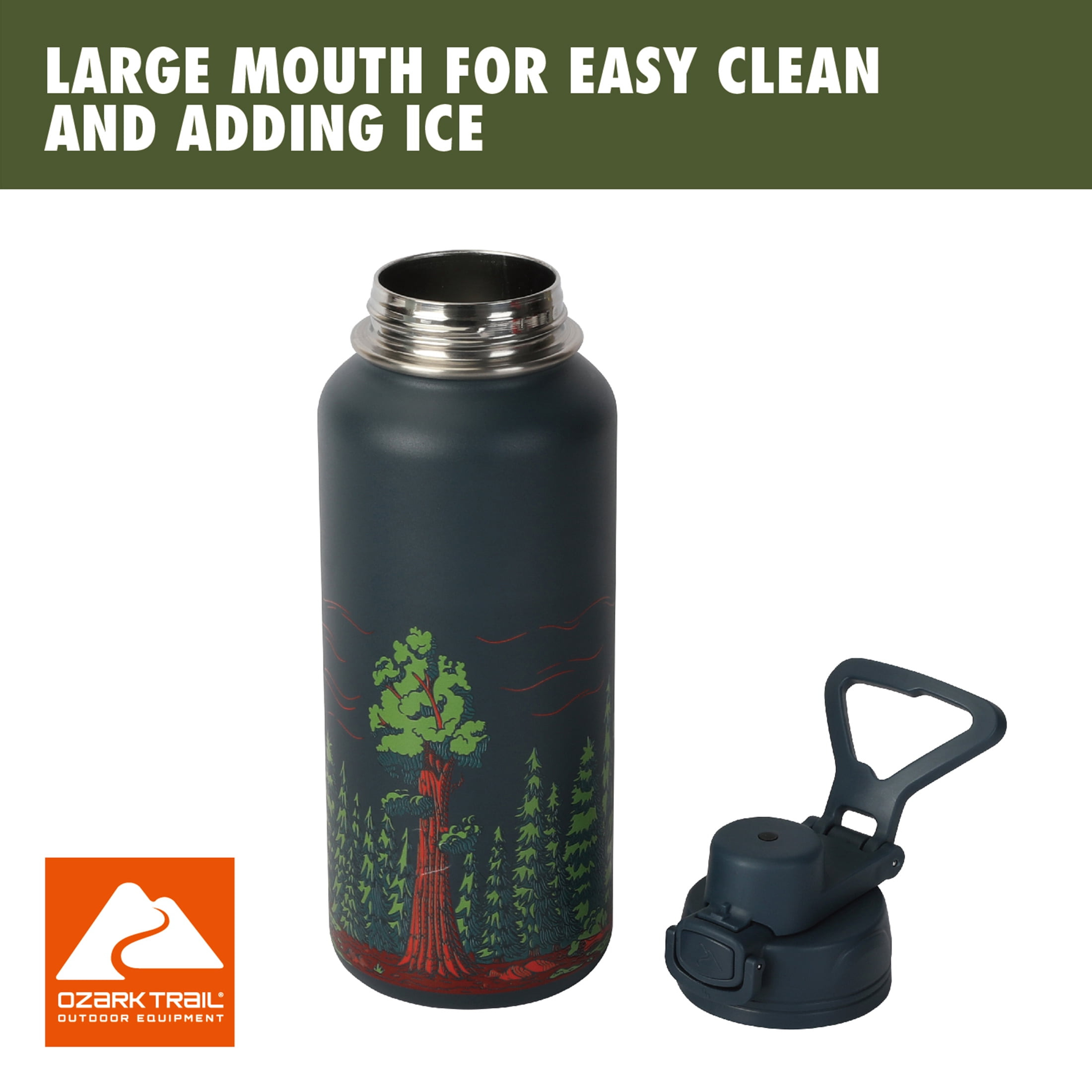 Ozark Trail 32 oz Chug Tritan Water Bottle, Ancient Forest, BPA-Free Reusable