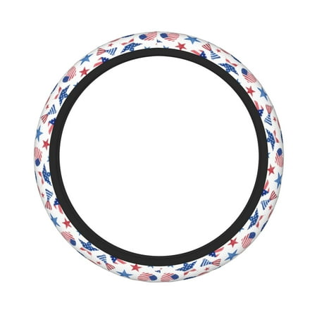 Double Thick Steering Wheel Cover 15.8in Durable Non-Slip Steering Wheel Cover Suitable For Most Vehicles Sedans Suvs Atvs Trucks Etc 4th July Watercolor Stars Pattern White