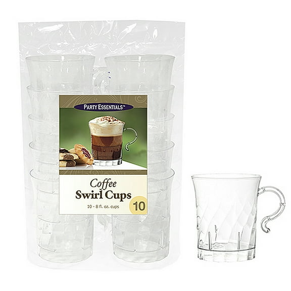 Elegance Coffee Cups Clear 10 Pc - Party Supplies - 10 Pieces