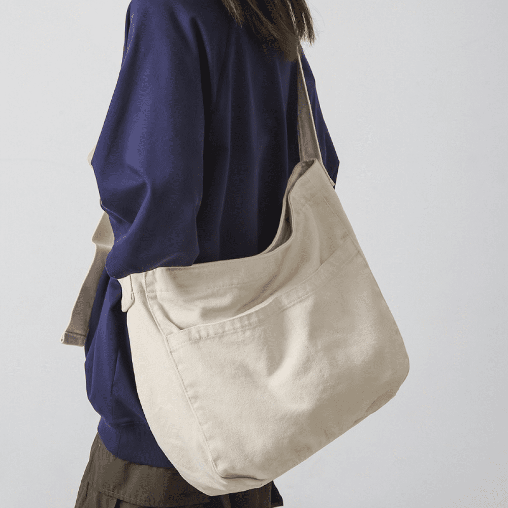 Laibmfc Canvas Hobo Crossbody Shoulder Tote Bag For Women And Men W Multi Pocket Casual Purse Messenger Bags Travel Work Black