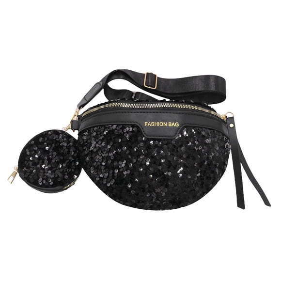 Riñonera MOSSTYUS con diamantes de imitación para mujer, color negro